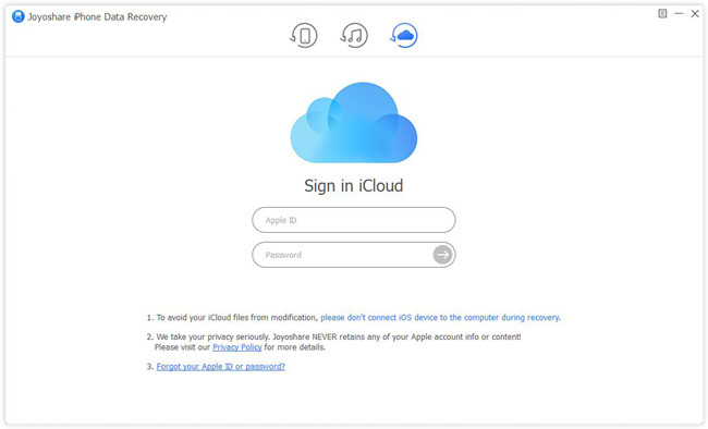 recover from icloud backup interface