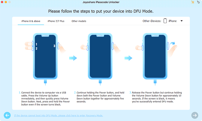 put iphone into DFU mode mac