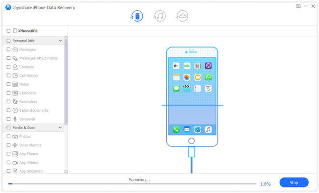 choose iphone data and scan