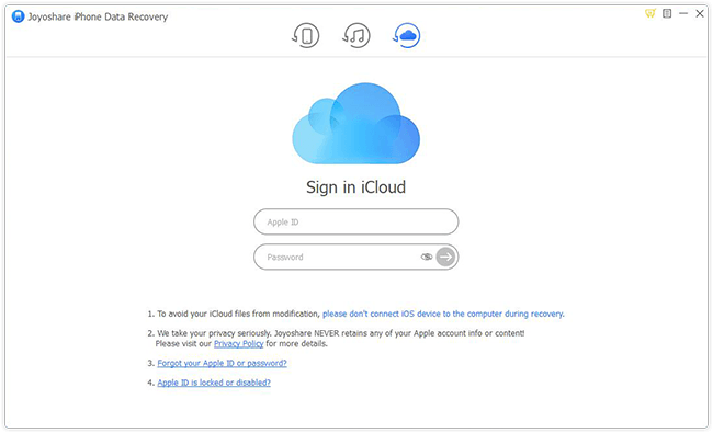choose to recover from icloud