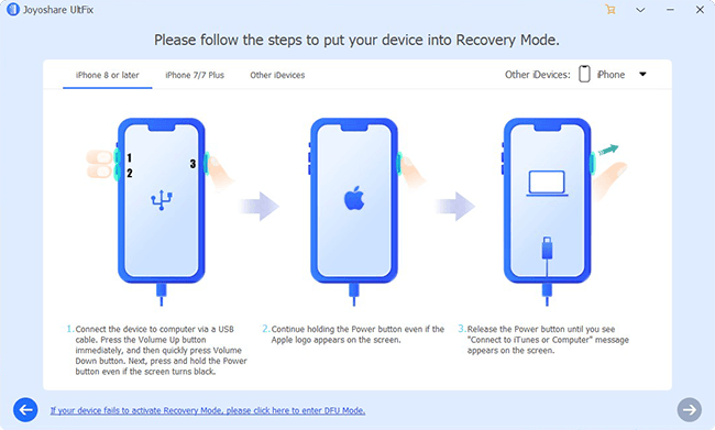 enter recovery or dfu mode