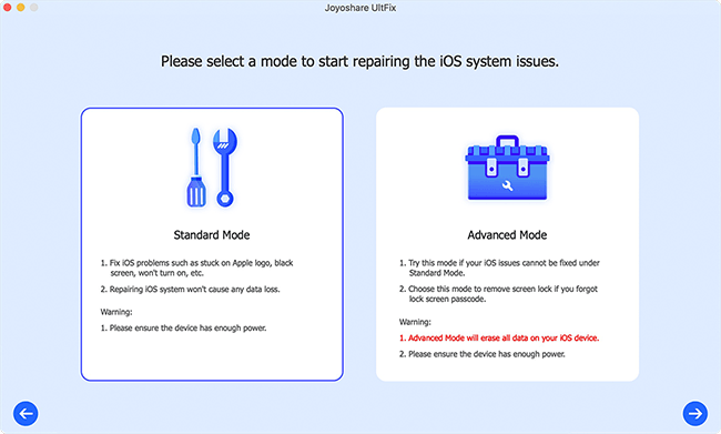 choose  repair mode