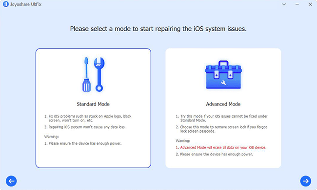 choose standard mode to avoid data loss