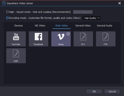 output format settings