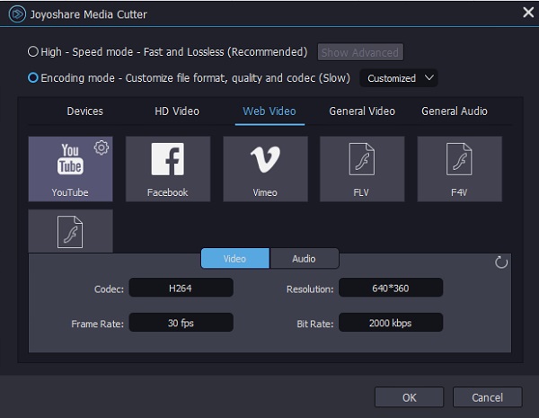 specify output format in encoding mode