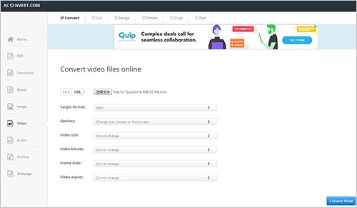 aconvert online mp4 compressor