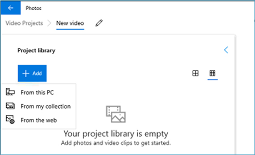 add movie clips to windows photos app