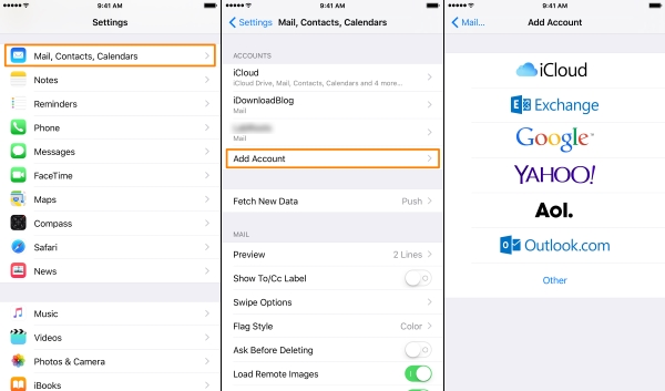 add email account back iphone