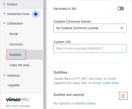 add subtitles on vimeo