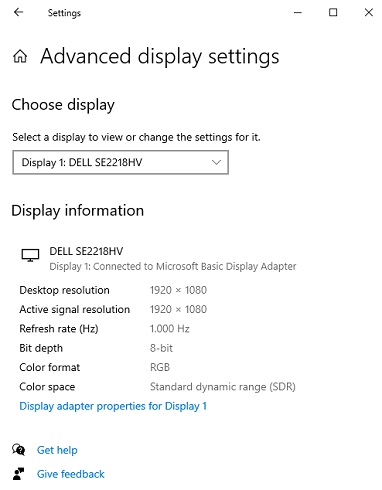 advanced display settings