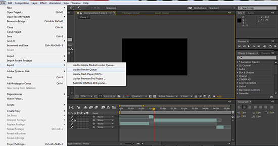 after effects exporting file