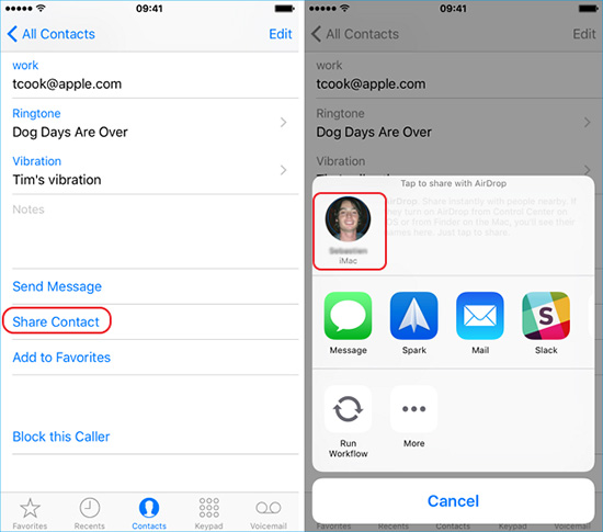 airdrop iphone contacts to mac