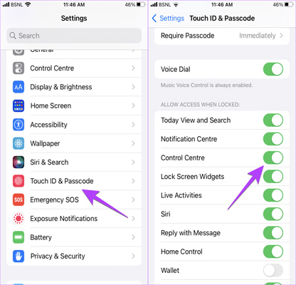 allow access control centre when locked