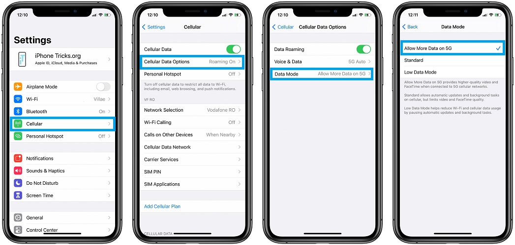 allow more data on 5g