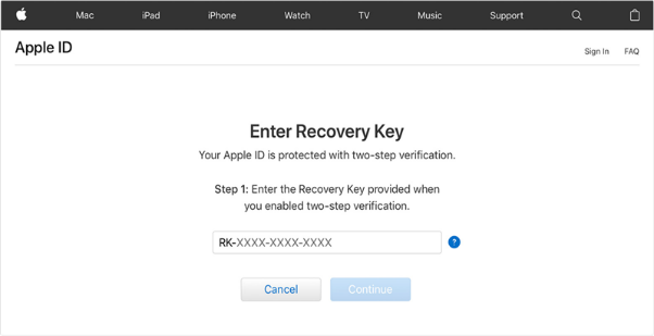 change password with recovery key