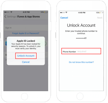 unlock apple id with phone number