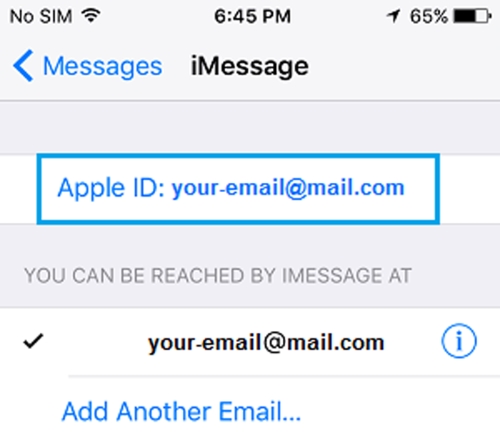apple id on imessage