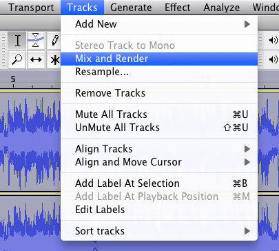 audacity combine audio tracks