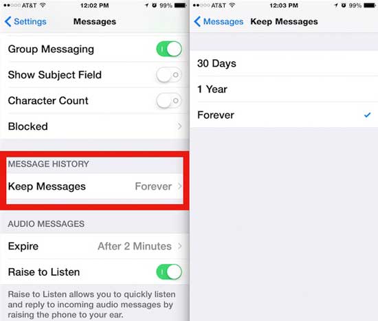 automatically delete messages on iphone