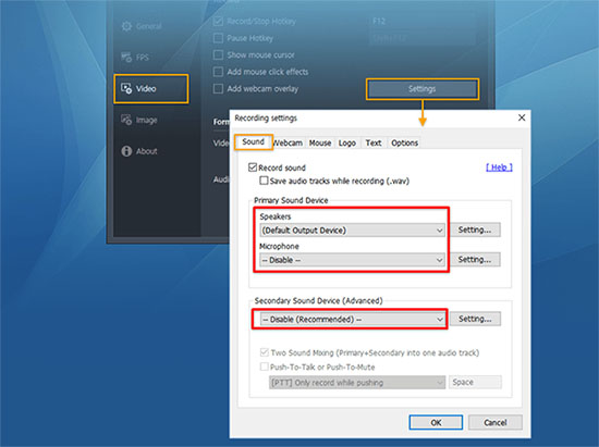bandicam settings sound speaker