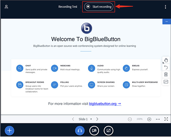 bigbluebutton inbuilt recorder