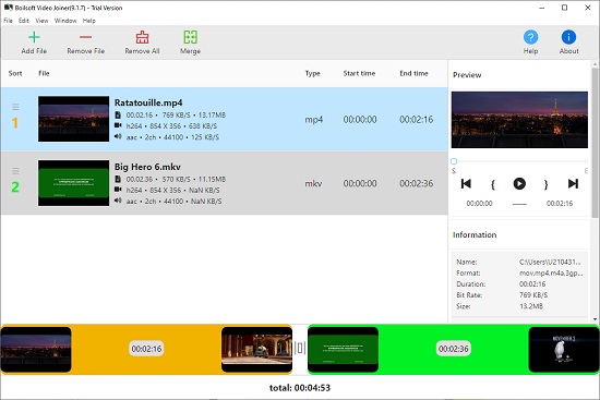boilsoft video joiner combine mkv
