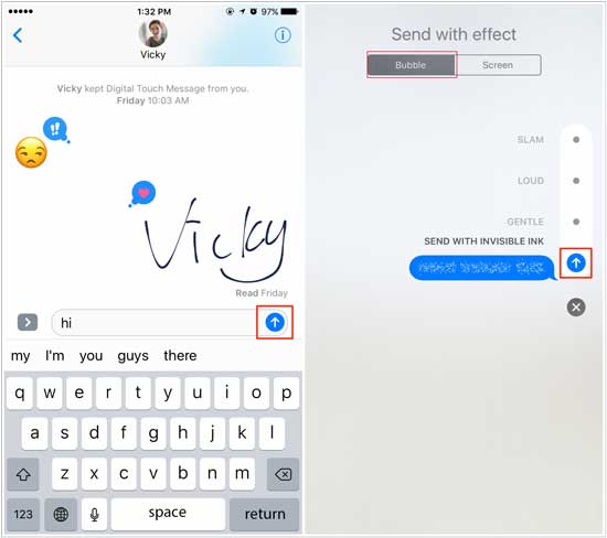 add bubble effects on iphone message