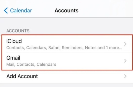 choose accounts for calendar