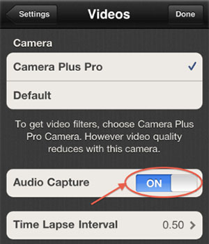 camera plus pro audio capture