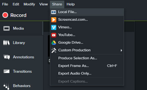 camtasia export final video