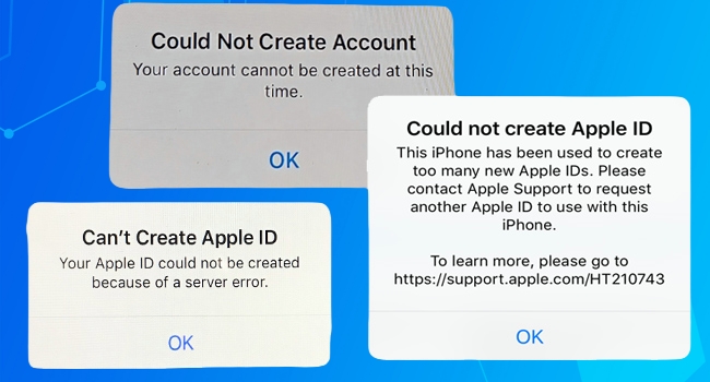 can't create apple id account at this time