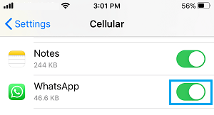enable cellular data for whatsapp on iphone