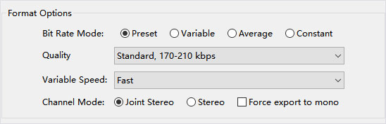 change mp3 bitrate in audacity