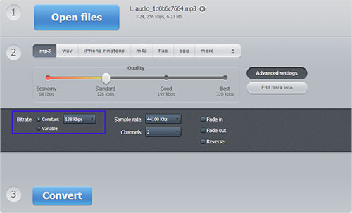 change mp3 bitrate online audio converter