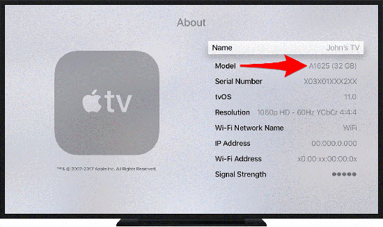 check apple tv model