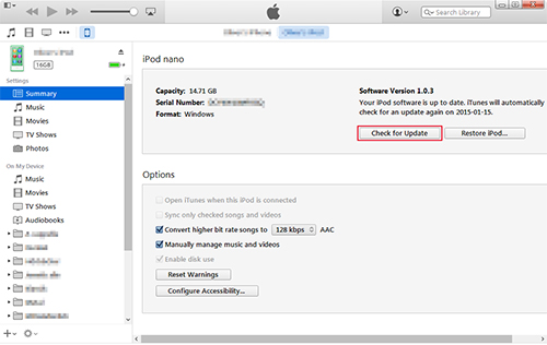 update ipod on itunes