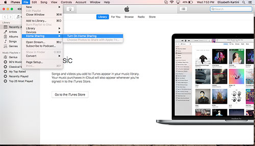 check apple tv home sharing settings