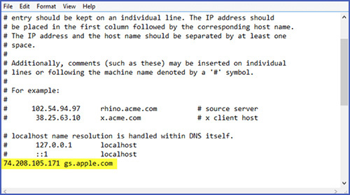 check hosts file