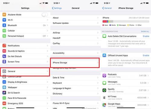 how to clean iphone storage space
