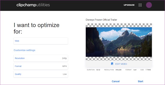 clipchamp video compressor free online