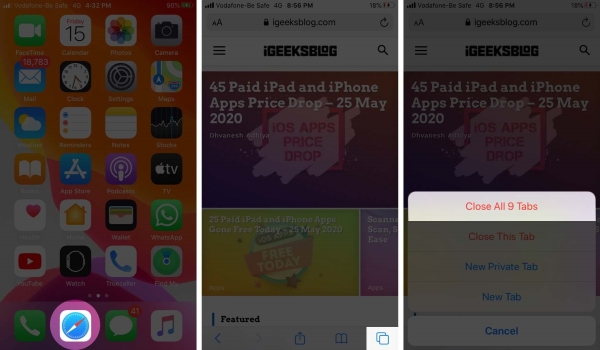 close all safari tabs