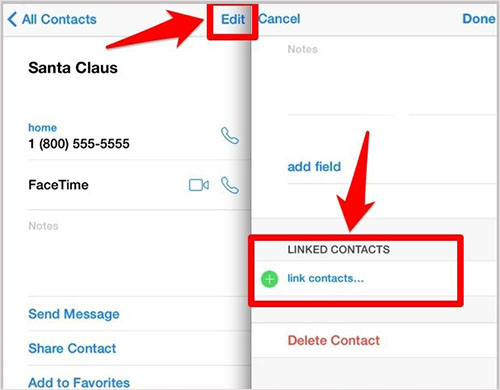 merge duplicated contacts to fix imessages problems