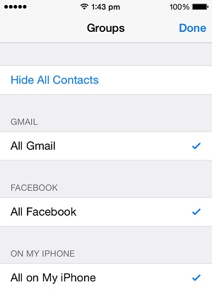 contacts groups settings
