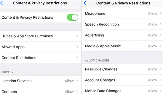 disable restrictions