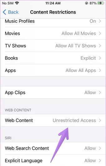 content restrictions iphone