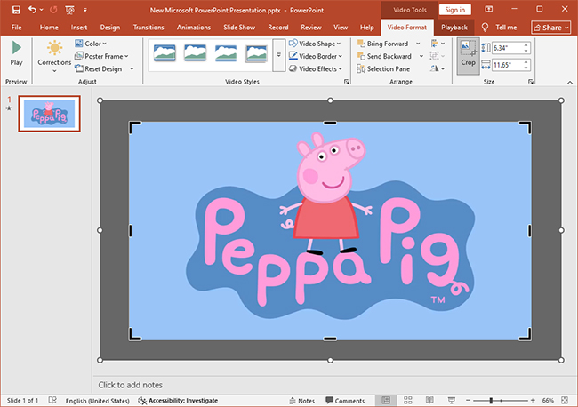 crop video in powerpoint