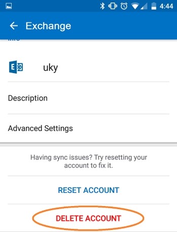 delete outlook account