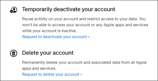 delete apple id on browser