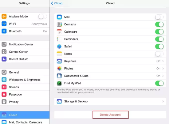 delete account on ipados 7