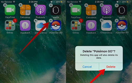 uninstall pokemon go app
